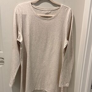 Pure Jill Women's Long Sleeve Stretch Cotton Tee  Beige size Large